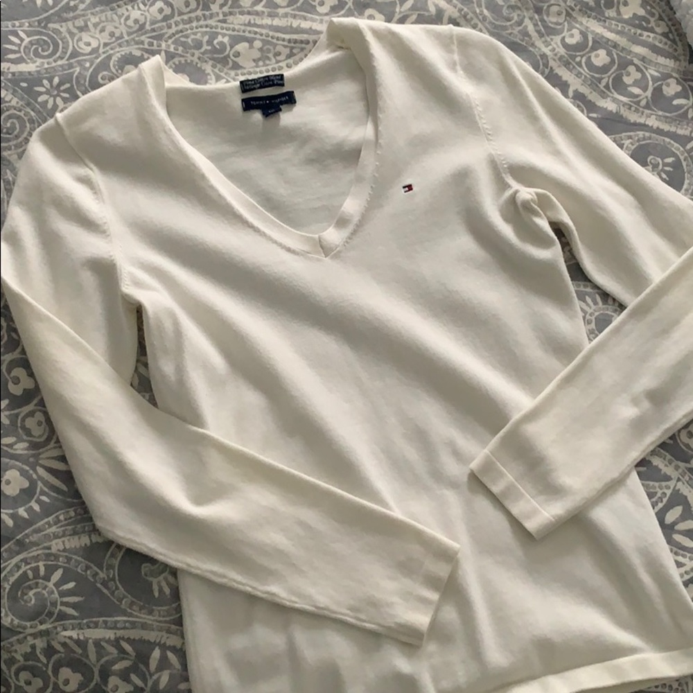 Tommy Hilfiger Cream Cotton Sweater